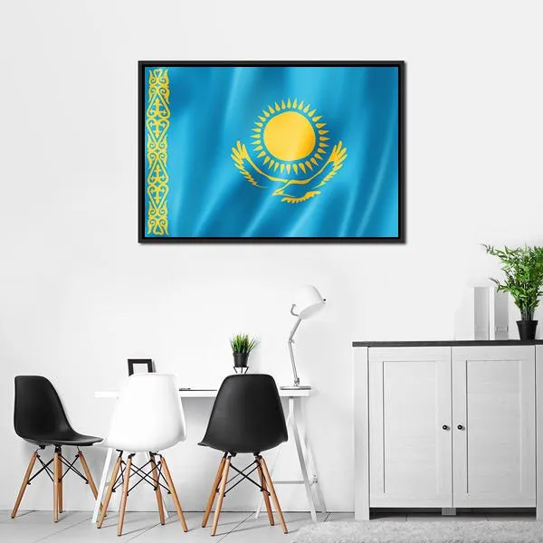 Kazakhstan Flag Canvas Wall Art