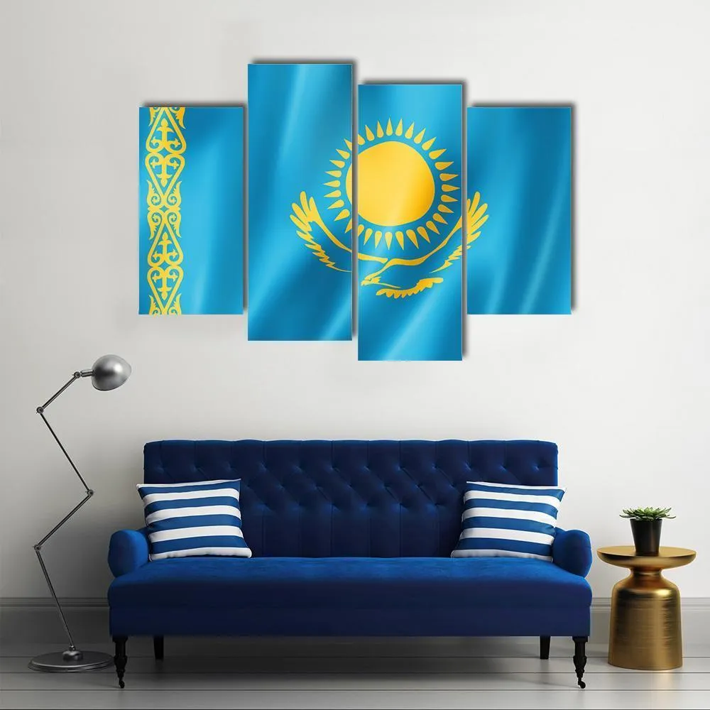 Kazakhstan Flag Canvas Wall Art