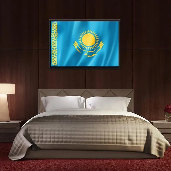 Kazakhstan Flag Canvas Wall Art