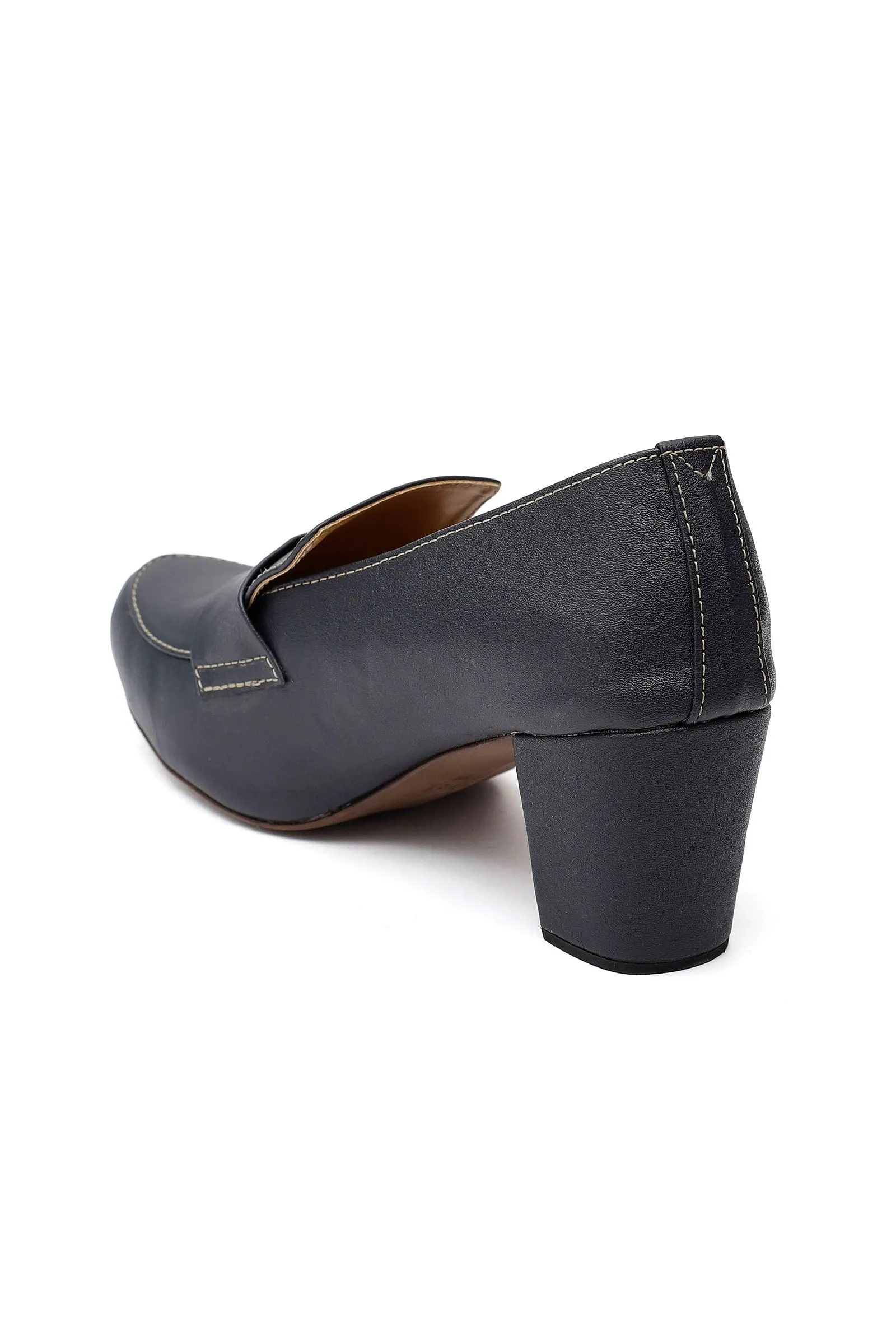 Lead Black Cruelty-Free Leather Loafer Heels