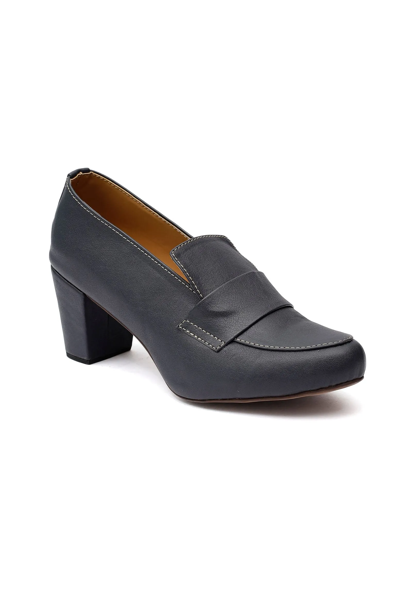 Lead Black Cruelty-Free Leather Loafer Heels