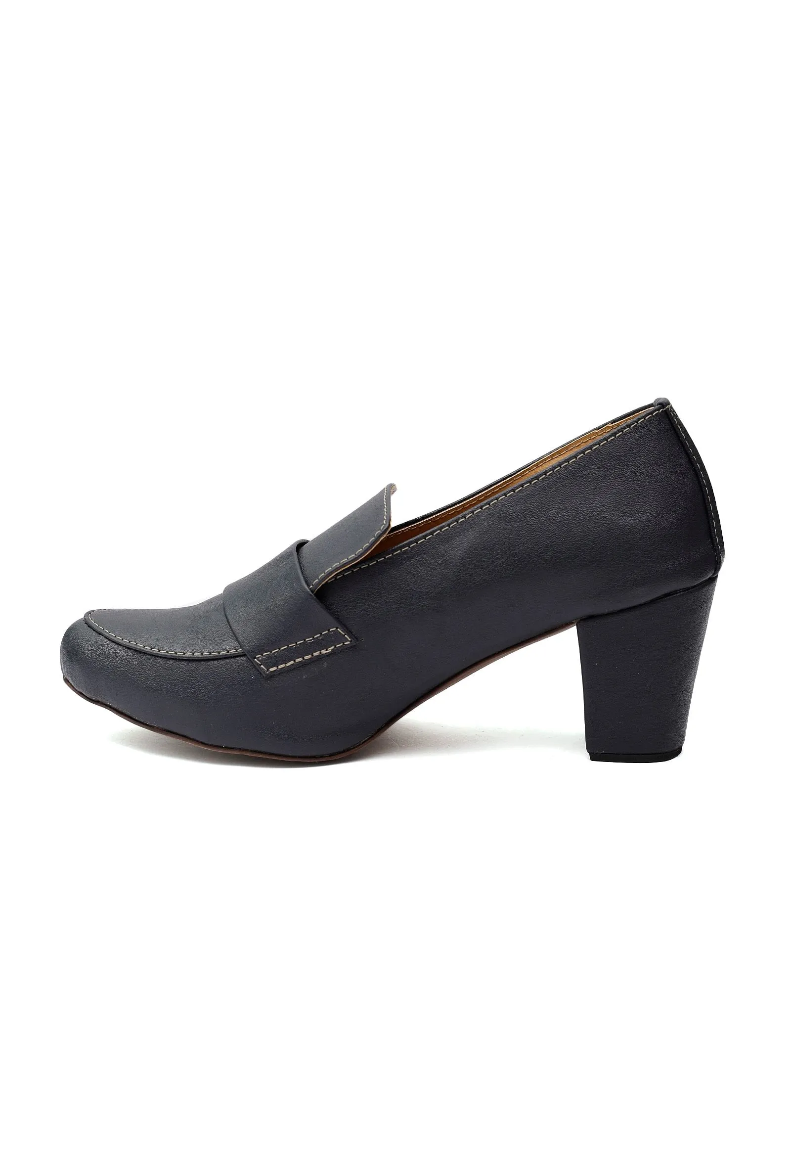 Lead Black Cruelty-Free Leather Loafer Heels