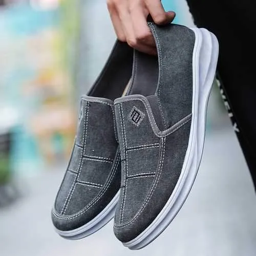 Men Low Top Canvas Breathable Flat Slip On Casual Loafers