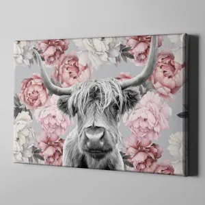 My Pretty Pink Scottish Longhorn Gallery Wrapped Canvas