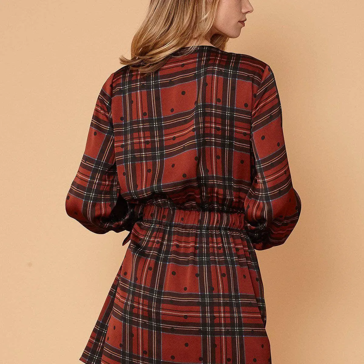 Neila Plaid Mini Wrap Dress