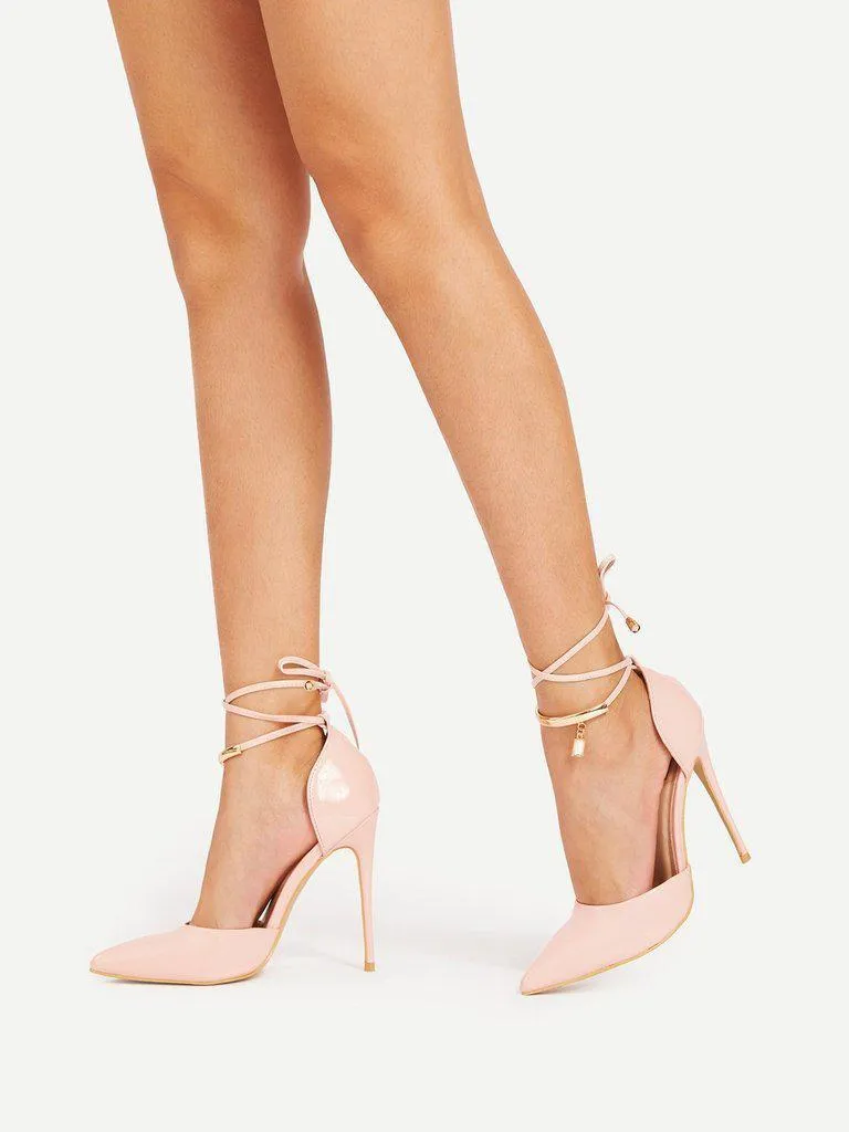 Pointed Toe Tie Leg Stiletto Heels