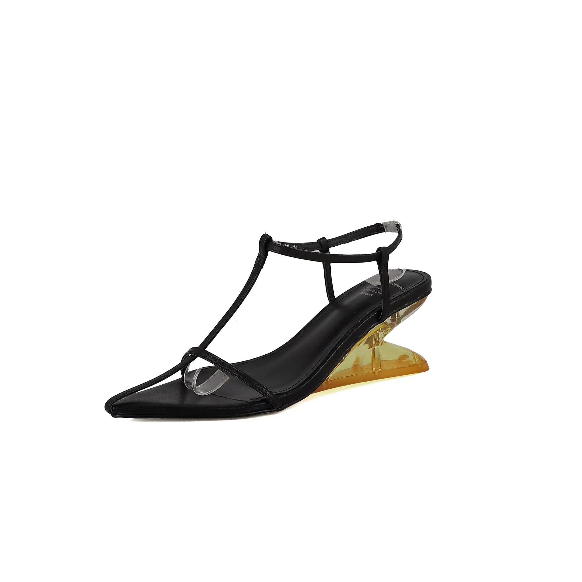 Pre Order:  Sharp Pointed Toe Thin Strap Slope Heel Sandals