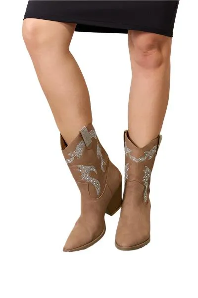 TEEK - FL Rhinestone Detail Cowboy Boots