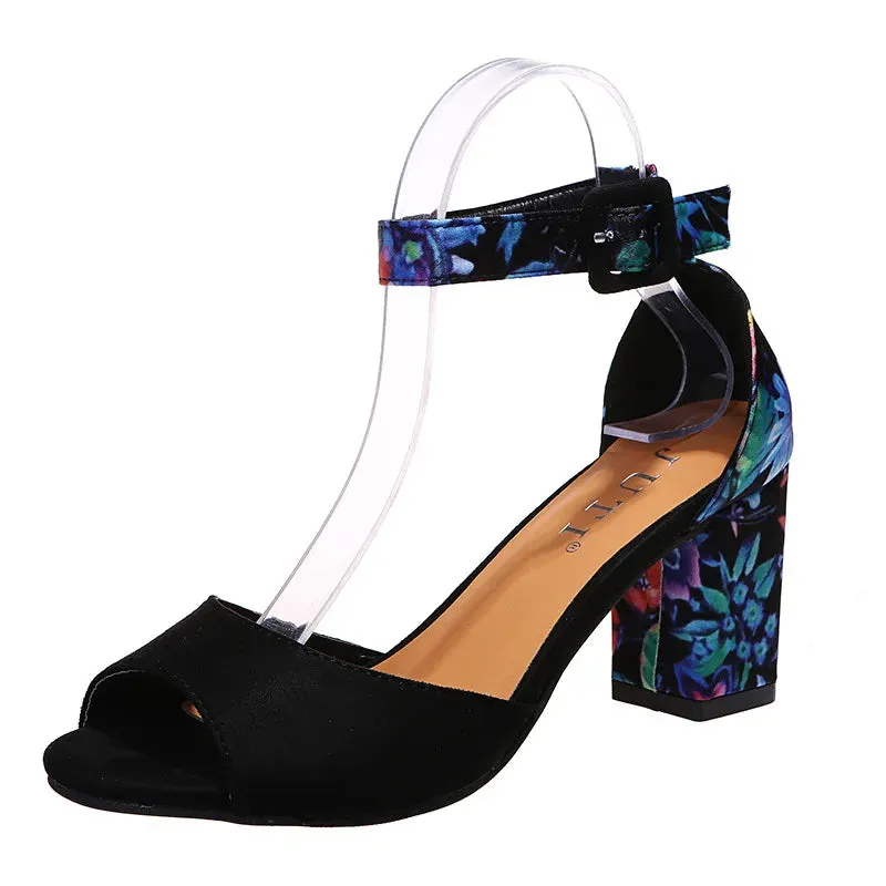 Trendy Floral Peep Toe Ankle High Heel