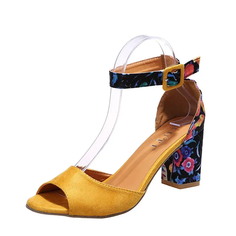 Trendy Floral Peep Toe Ankle High Heel