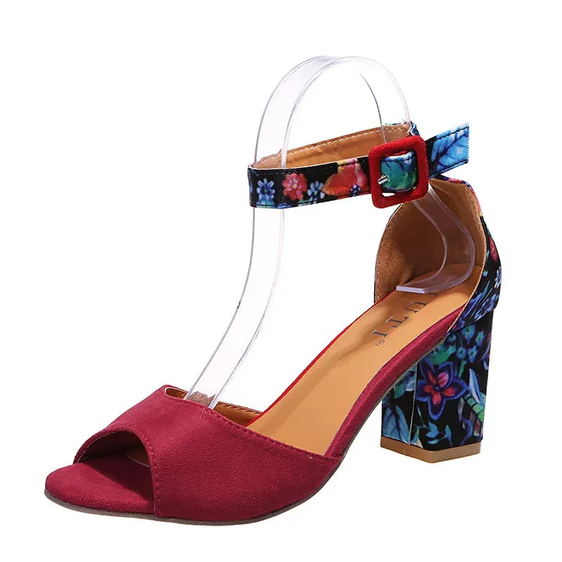 Trendy Floral Peep Toe Ankle High Heel