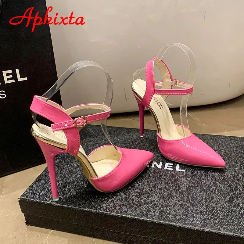 Trendy High Stiletto Ankle Strap Pointed Toe Heels