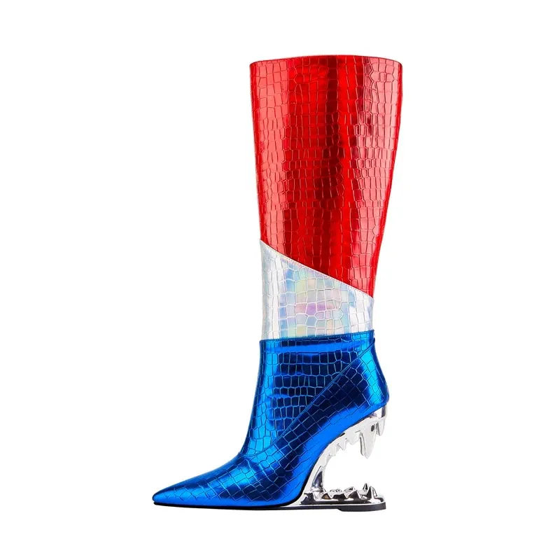 Trendy Patriotic Calf High Heel Boots