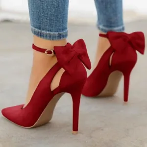 Trendy Pointed Toe Buckle Strap Bowknot High Heel