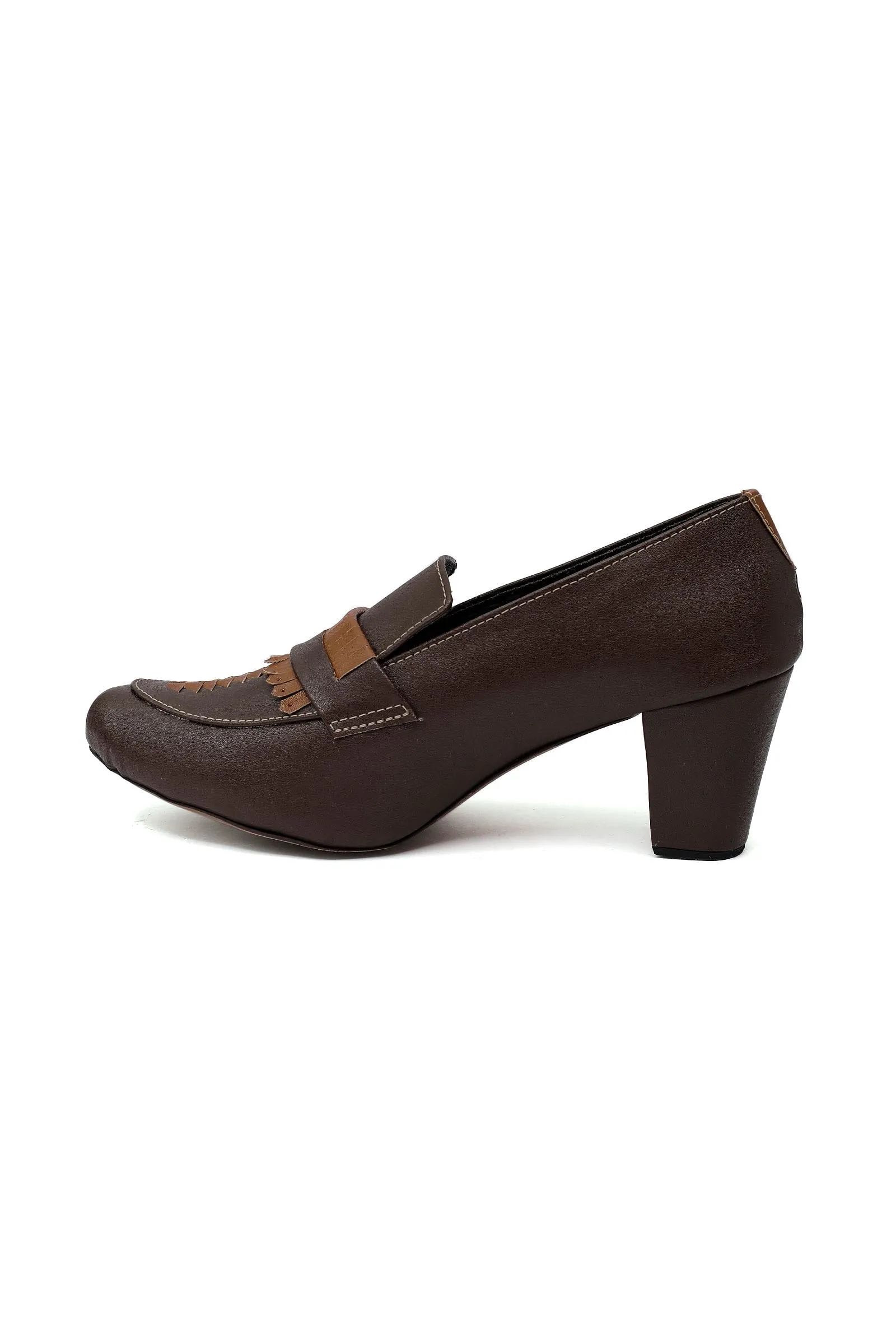 Umber Brown Cruelty-Free Leather Loafer Heels