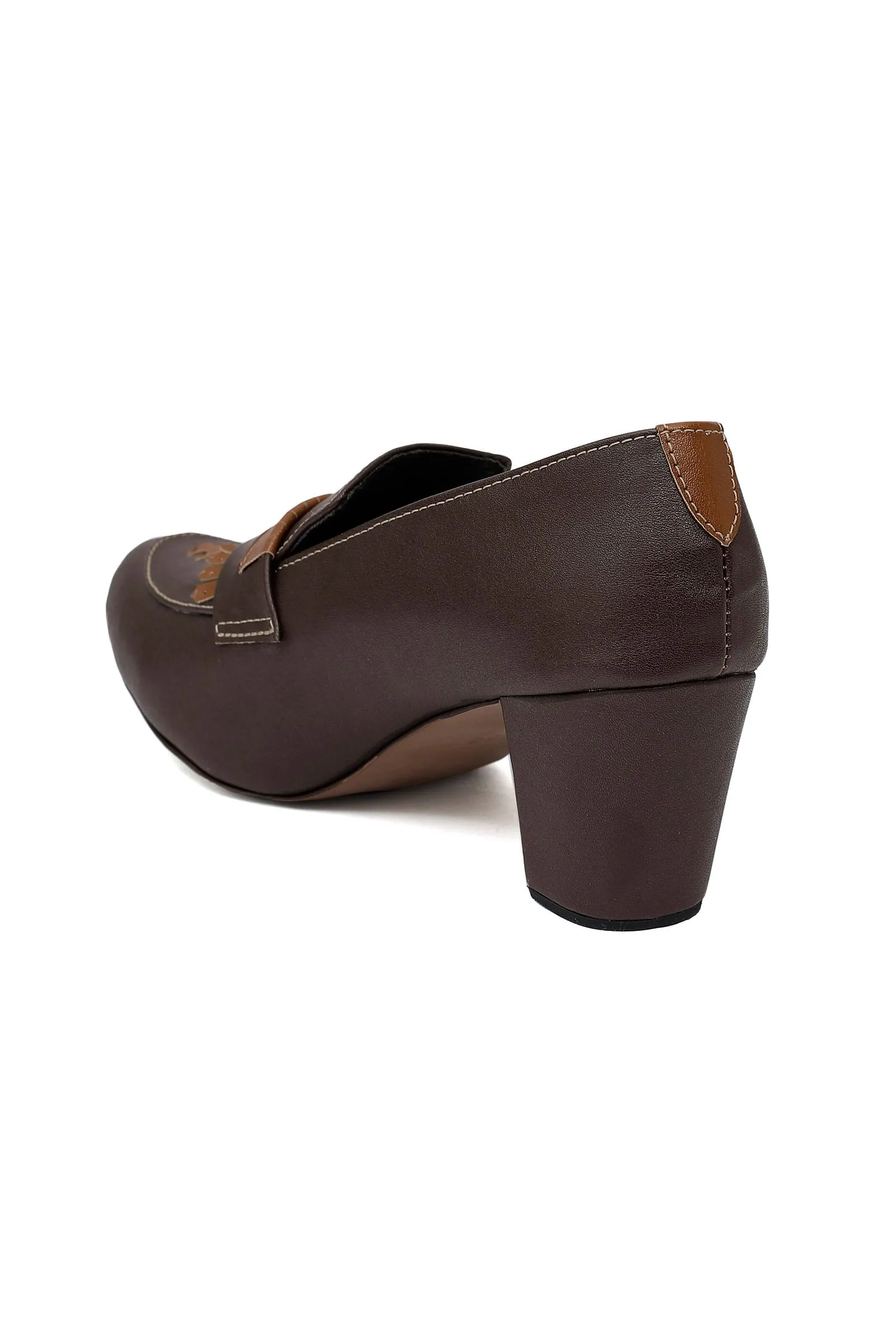 Umber Brown Cruelty-Free Leather Loafer Heels