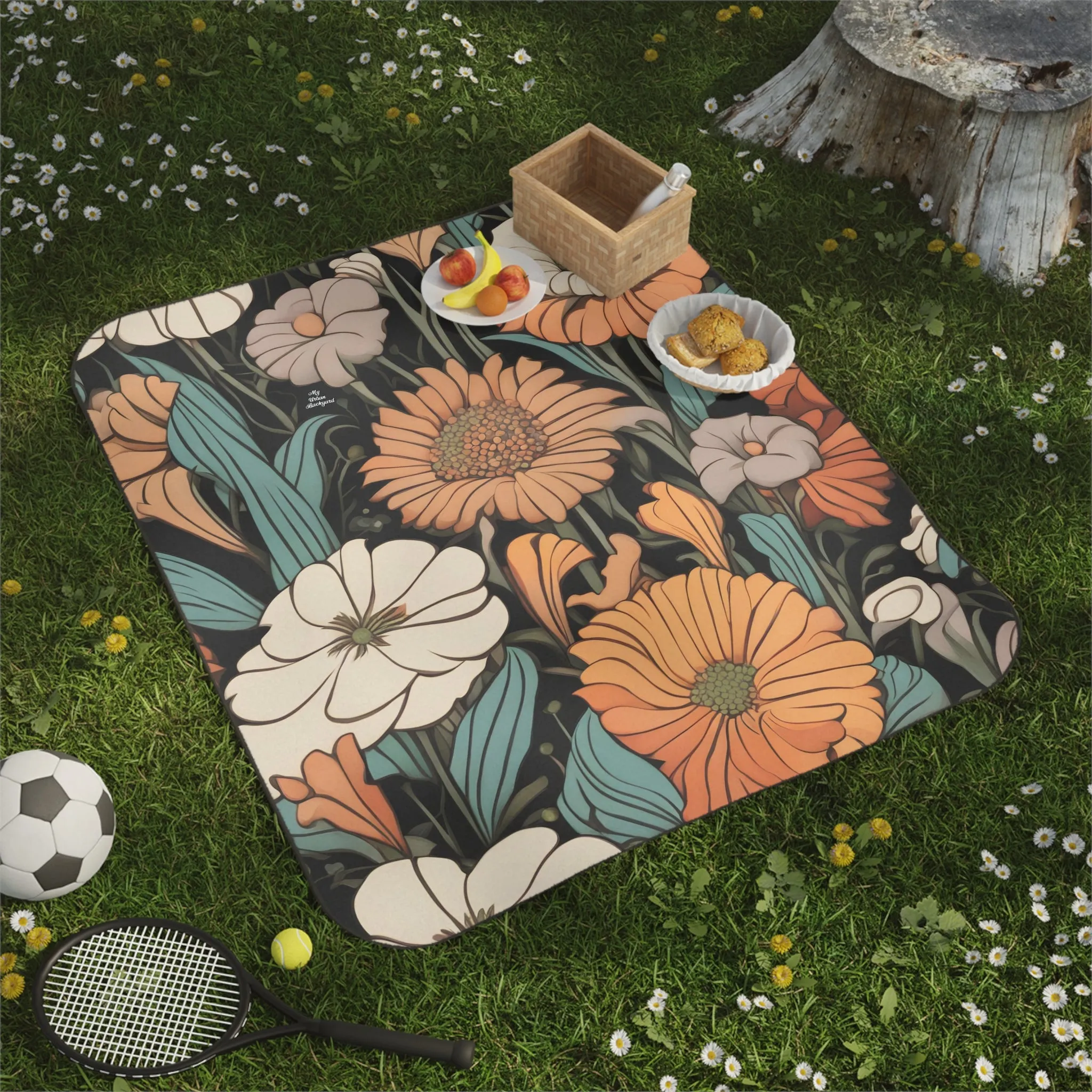 Wildflowers, Cozy Outdoor Picnic Blanket, Water-Resistant Bottom, 51" × 61"